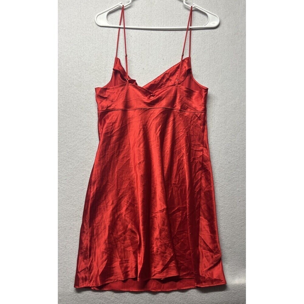 Vintage Victoria's Secret Red Satin Mini Slip Dress Medium 90s Chemise Lingerie - Picture 3 of 3